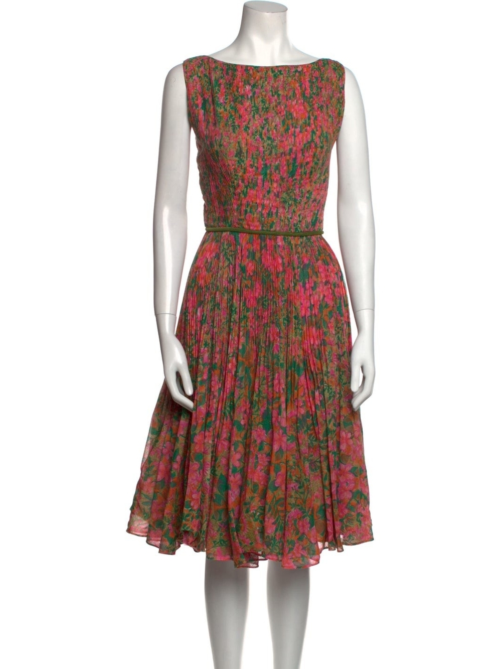 Vintage Mollie Parnis Studio Pink Floral Dress With Matching Scarf